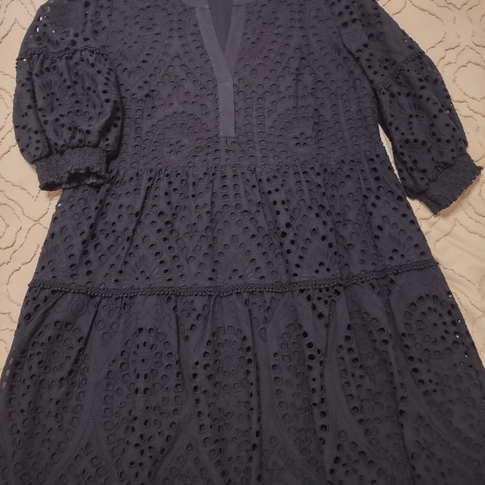 Chico's Charcoal Eyelet Mini Dress